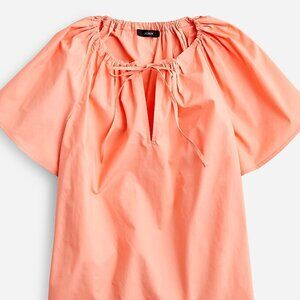 J. Crew Orange Tie-neck Cotton Poplin Top